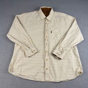 Vintage Barbour The Country Shirt XL Tattersall Check Cord Trim Cotton L/S Tan